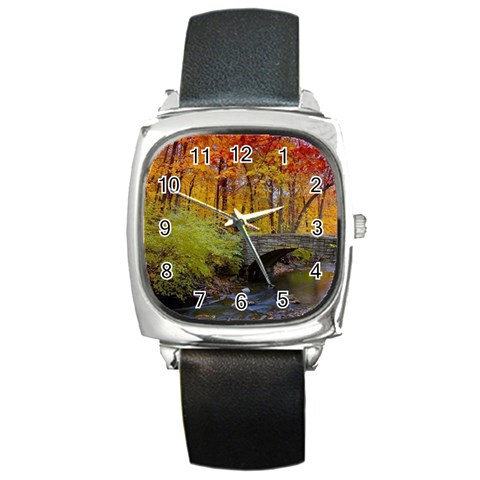 Stone Country Bridge Square Metal Watch from ArtsNow.com Front