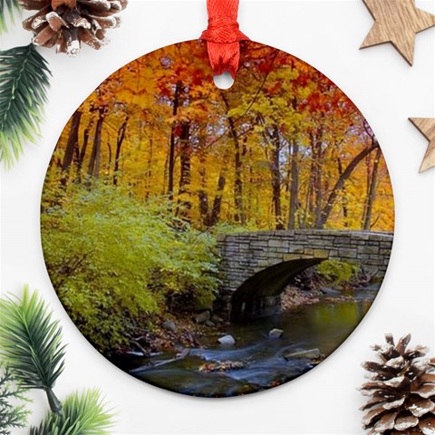 Stone Country Bridge Round Ornament (Two Sides) from ArtsNow.com Front