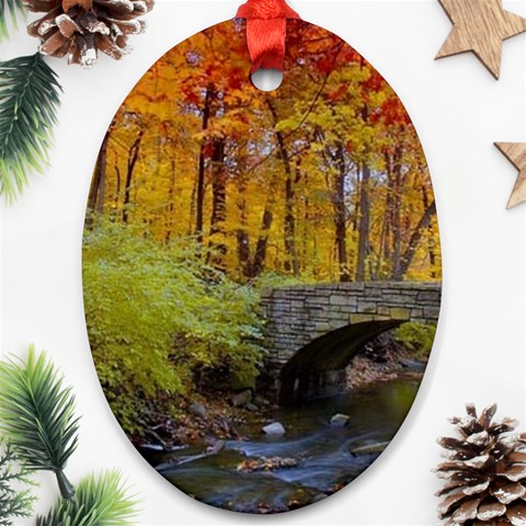 Stone Country Bridge Oval Ornament (Two Sides) from ArtsNow.com Front