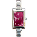 Pink Flower Art Rectangle Italian Charm Watch