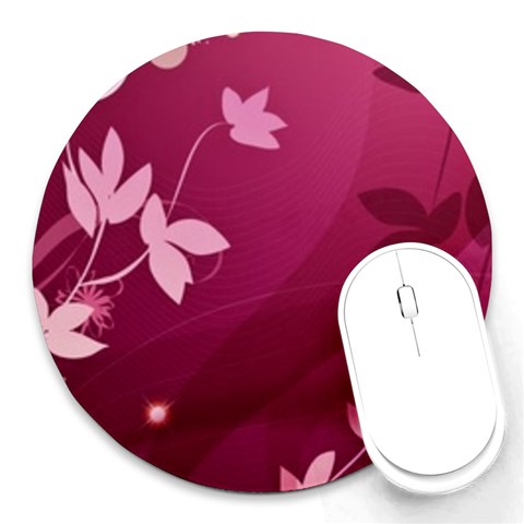 Pink Flower Art Round Mousepad from ArtsNow.com Front