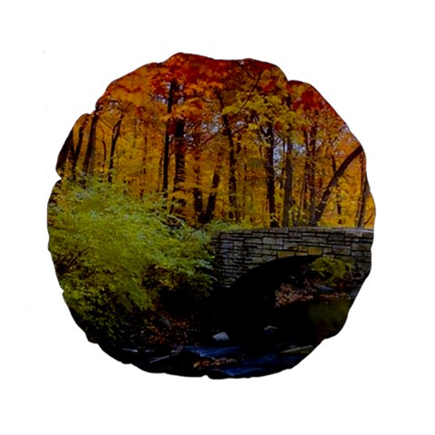 Stone Country Bridge Standard 15  Premium Round Cushion  from ArtsNow.com Front