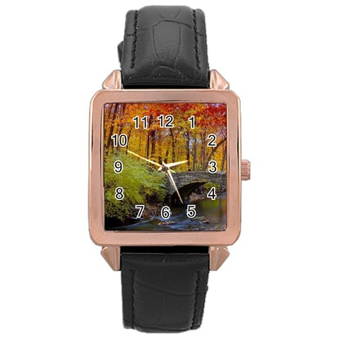 Stone Country Bridge Rose Gold Leather Watch  from ArtsNow.com Front