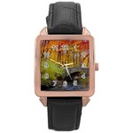 Stone Country Bridge Rose Gold Leather Watch 