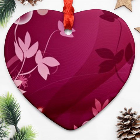 Pink Flower Art Ornament (Heart) from ArtsNow.com Front