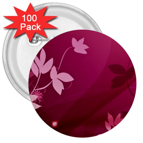 Pink Flower Art 3  Button (100 pack) from ArtsNow.com Front
