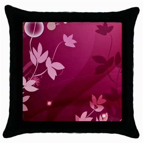 Pink Flower Art Throw Pillow Case (Black) from ArtsNow.com Front