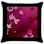 Pink Flower Art Throw Pillow Case (Black)