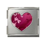 Pink Flower Art Mega Link Heart Italian Charm (18mm)