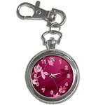 Pink Flower Art Key Chain Watch