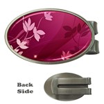 Pink Flower Art Money Clip (Oval)