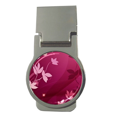 Pink Flower Art Money Clip (Round) from ArtsNow.com Front