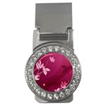 Pink Flower Art Money Clip (CZ)