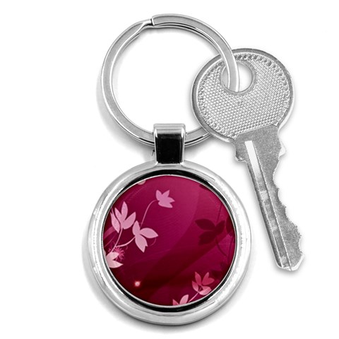 Pink Flower Art Key Chain (Round) from ArtsNow.com Front