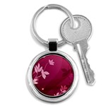 Pink Flower Art Key Chain (Round)