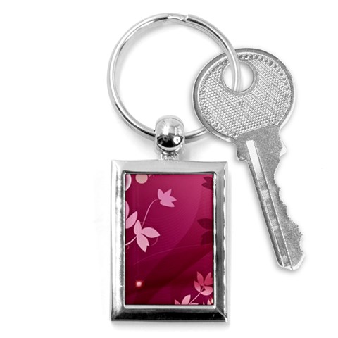 Pink Flower Art Key Chain (Rectangle) from ArtsNow.com Front