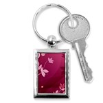 Pink Flower Art Key Chain (Rectangle)