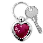 Pink Flower Art Key Chain (Heart)