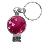 Pink Flower Art Nail Clippers Key Chain