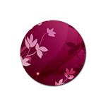 Pink Flower Art Rubber Coaster (Round)