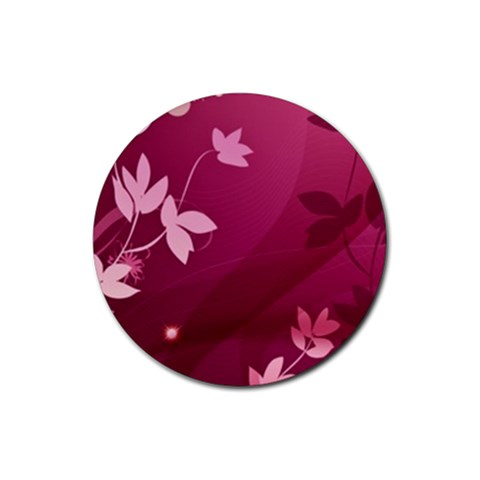 Pink Flower Art Rubber Round Coaster (4 pack) from ArtsNow.com Front