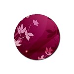 Pink Flower Art Rubber Round Coaster (4 pack)