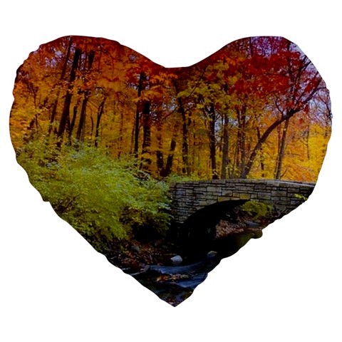 Stone Country Bridge Large 19  Premium Flano Heart Shape Cushion from ArtsNow.com Front