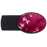 Pink Flower Art USB Flash Drive Oval (2 GB)
