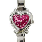 Pink Flower Art Heart Italian Charm Watch