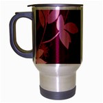 Pink Flower Art Travel Mug (Silver Gray)