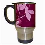 Pink Flower Art Travel Mug (White)
