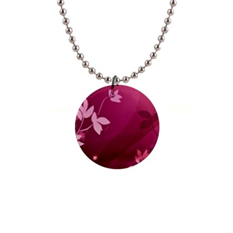 Pink Flower Art 1  Button Necklace from ArtsNow.com Front