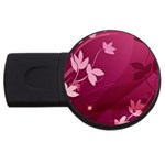 Pink Flower Art USB Flash Drive Round (4 GB)