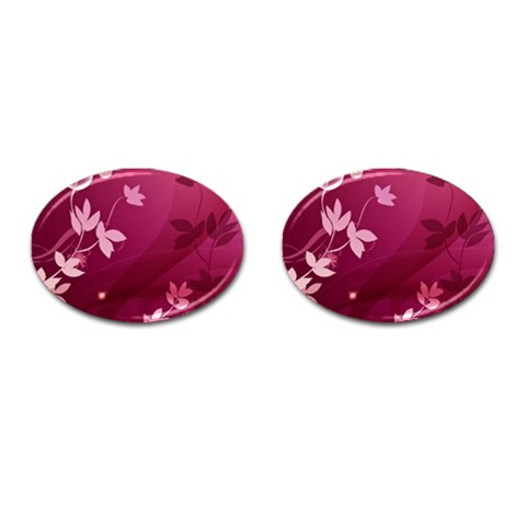 Pink Flower Art Cufflinks (Oval) from ArtsNow.com Front(Pair)