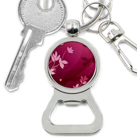 Pink Flower Art Bottle Opener Key Chain from ArtsNow.com Front