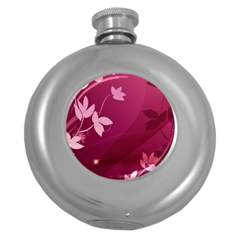 Pink Flower Art Hip Flask (5 oz) from ArtsNow.com Front