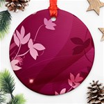 Pink Flower Art Round Ornament (Two Sides)