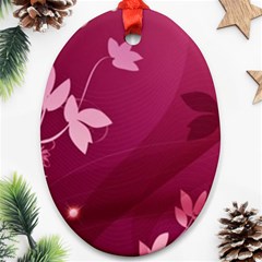 Pink Flower Art Oval Ornament (Two Sides) from ArtsNow.com Front