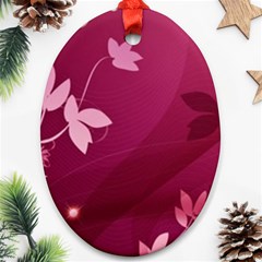 Pink Flower Art Oval Ornament (Two Sides) from ArtsNow.com Back