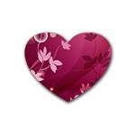 Pink Flower Art Rubber Heart Coaster (4 pack)