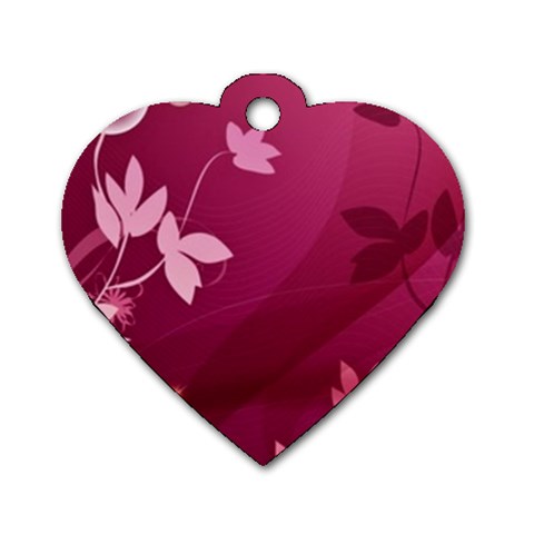 Pink Flower Art Dog Tag Heart (One Side) from ArtsNow.com Front