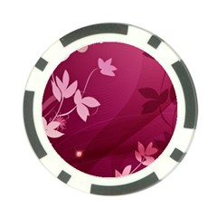 Pink Flower Art Poker Chip Card Guard from ArtsNow.com Front