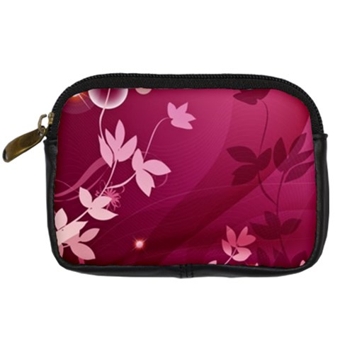Pink Flower Art Digital Camera Leather Case from ArtsNow.com Front