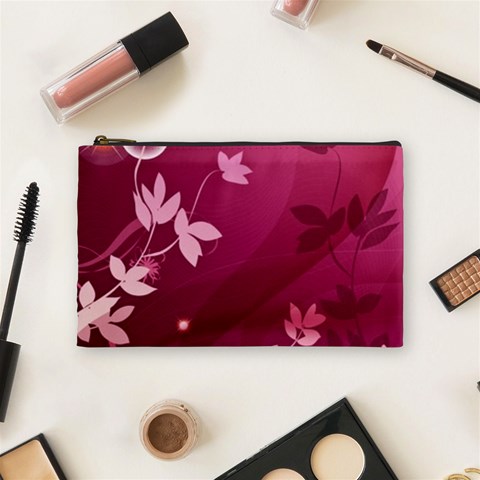 Pink Flower Art Cosmetic Bag (Medium) from ArtsNow.com Front