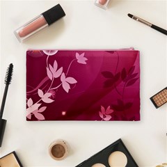 Pink Flower Art Cosmetic Bag (Medium) from ArtsNow.com Back