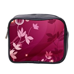 Pink Flower Art Mini Toiletries Bag (Two Sides) from ArtsNow.com Front