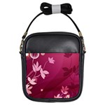 Pink Flower Art Girls Sling Bag