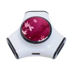 Pink Flower Art 3-Port USB Hub