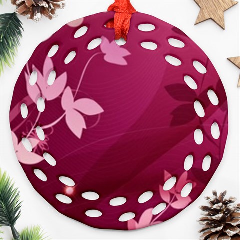 Pink Flower Art Ornament (Round Filigree) from ArtsNow.com Front