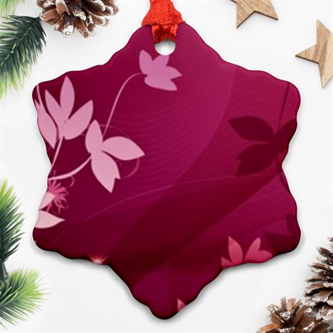 Pink Flower Art Ornament (Snowflake) from ArtsNow.com Front
